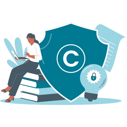 Une personne met un copyright sur une document en ligne